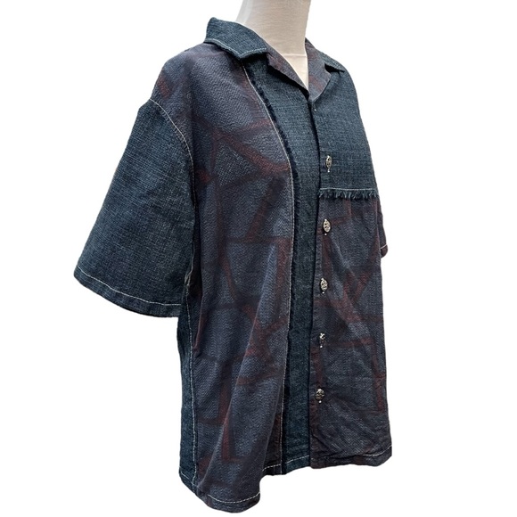 Anne Namba Silk Blue Hawaiian Aloha Shirt Mens Size Medium - Picture 4 of 12